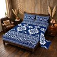 thumbnail image 2 of Manfei Southwestern Aztec Bed Sheets, Bohemian Navy White Fuul Size Sheets, Navy Reversible 4-Piece1 Flat Sheet + 1 Fitted Sheet + 2 Pillowcases, 2 of 6