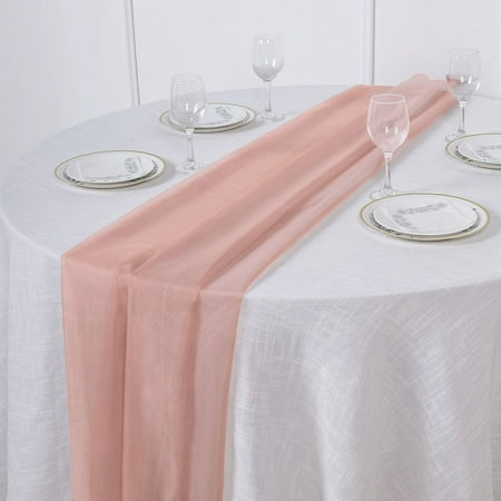 

Efavormart 6FT Dusty Rose Premium Chiffon Table Runner for Party Dining Banquet Events Restaurant Kitchen Home and Multi-Use