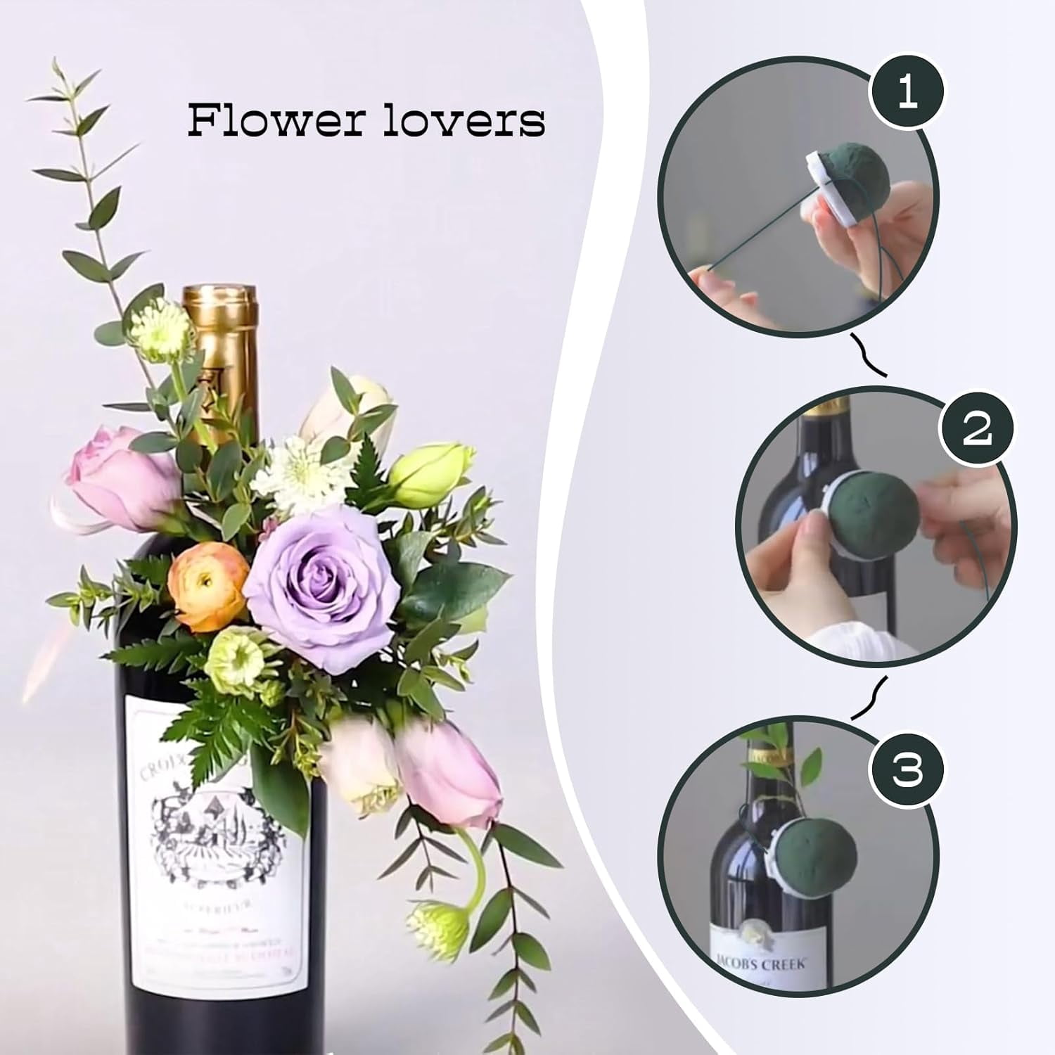 12 Pcs Mini Floral Foam Holder Floral Foam Round with 1 Roll Green Floral Wire Floral Foam Blocks for Table Wedding Wine Bottle Hat Décor