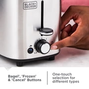 BLACK+DECKER 2‑Slice Toaster, Stainless Steel, Extra‑Wide Self‑Centering Slots, 7 Adjustable Shade Settings