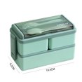 thumbnail image 4 of Contenedores de almuerzo de doble capa Bento Box de 1400ML con utensilios para exteriores (verde), 4 of 9