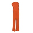 thumbnail image 4 of Women's Dressy Casual Summer Jumpsuits Sleeveless Mock Neck Wide Leg Pants Romper One Piece Formal Party Outfits Orange M, 4 of 5