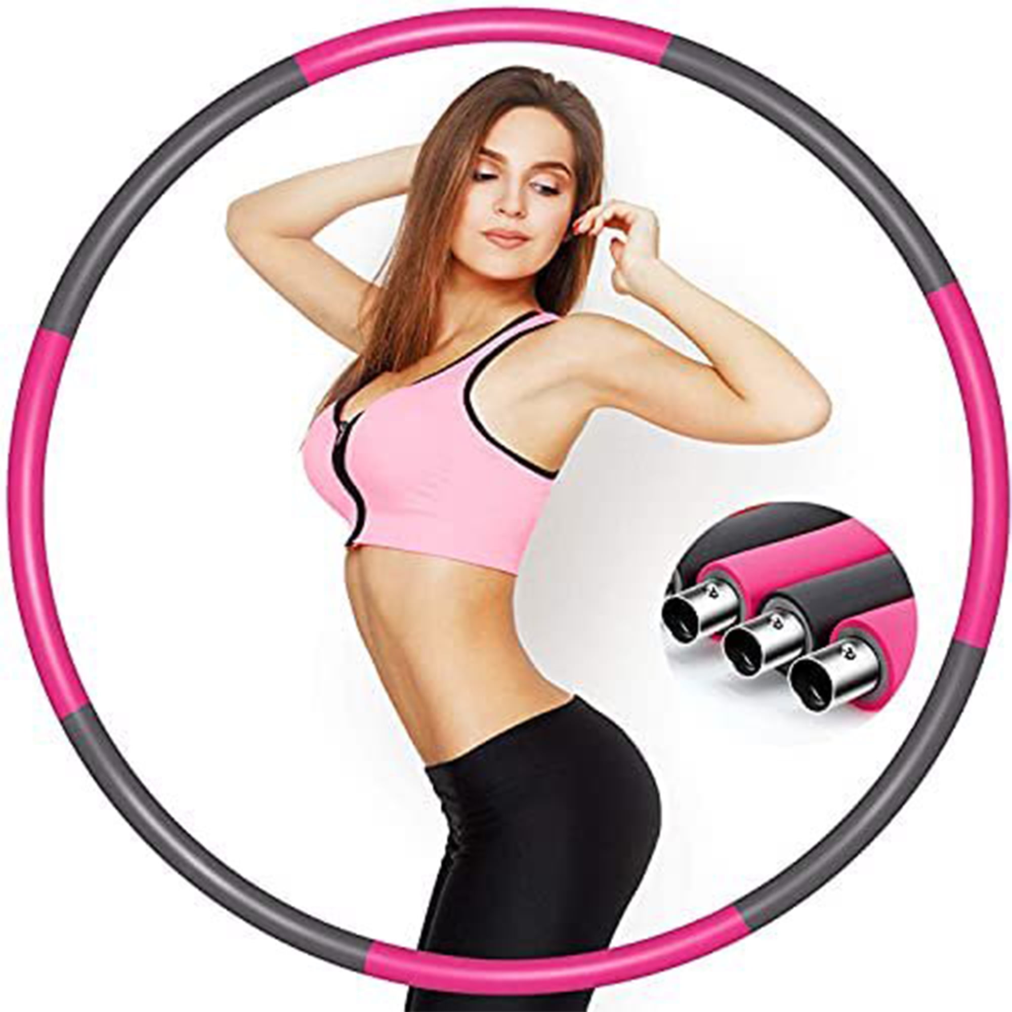 Fitness Hula Hoop With 3 Balls Massaging Toning Weighted Exercise Train Gym 