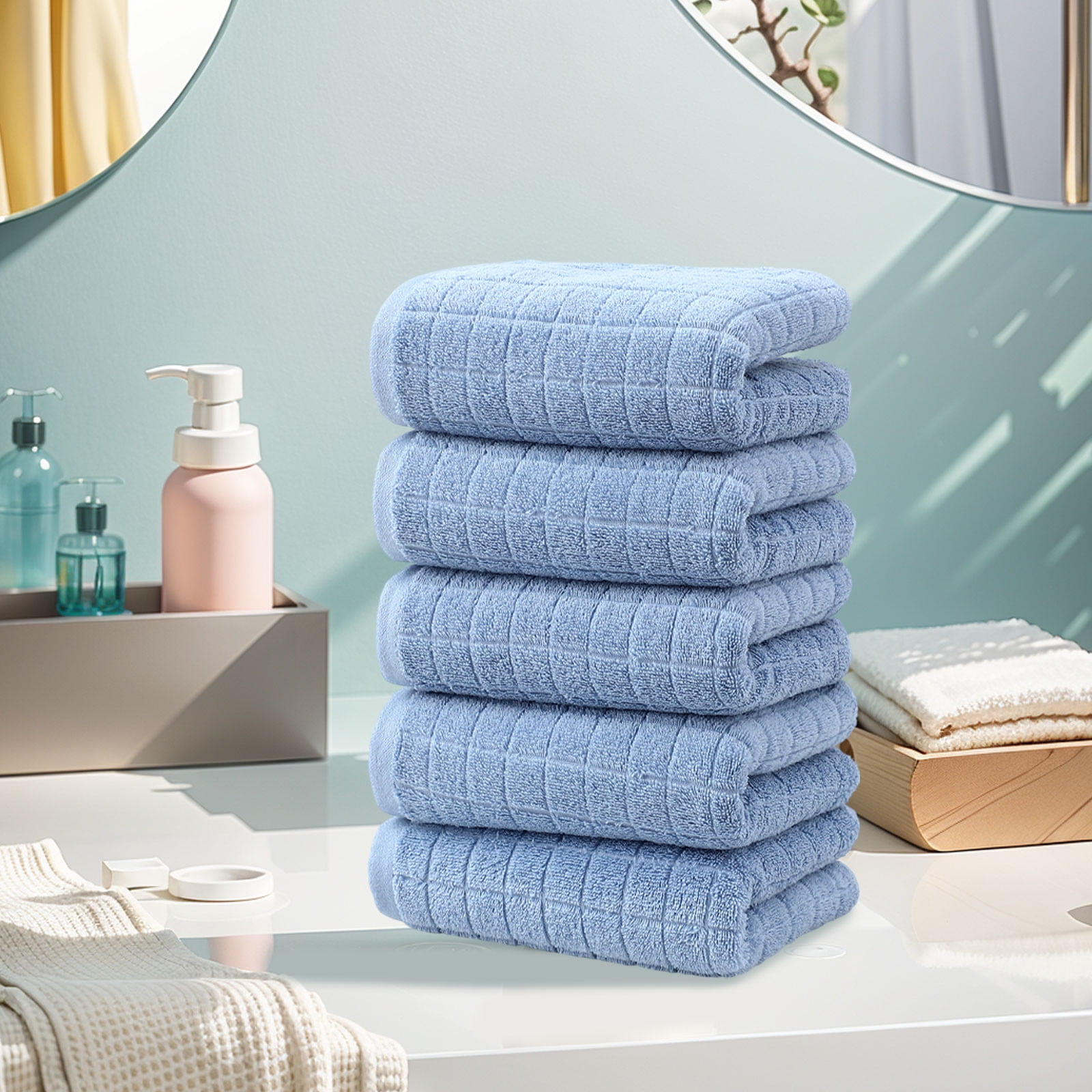 Thick Hotel Style Towel Set, Soft Bath Towels, Modern Abstract Pattern, Luxurious Spa Feel, High Absorbency, Eco-friendly Cotton Blend, Spa Quality Fabric, Travel Packing Friendly, Gym