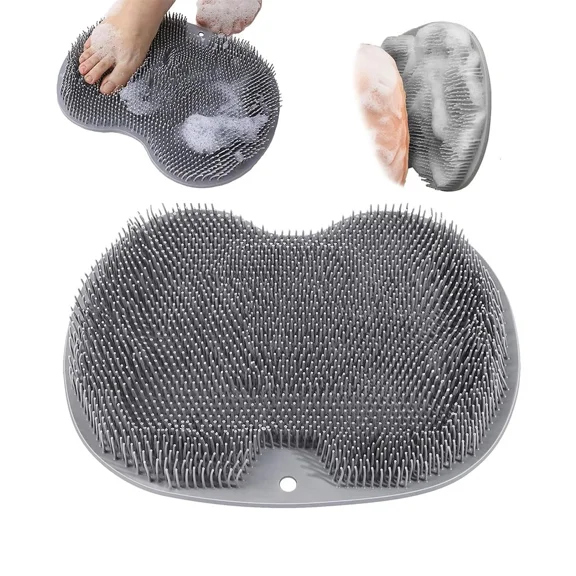 Aniceparthy Shower Foot Scrubber, Wall Mounted Bath Massage Pad, Back Scrubber Back with Non Slip Suction Cups to Improve Circulation, Soothe Achy Feet (Grey)