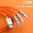 thumbnail image 6 of 2pcs 3-In-1 120W High-Speed USB Cable - Durable 3A Fast Charger for Iphone & Android, Colorful Type C & Micro Ports, Universal Compatibility, Bold Design, 6 of 7
