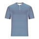 thumbnail image 5 of Blusas y camisas de manga corta y cuello redondo para hombre, blusa informal de poliéster de color liso con botones y cuello redondo a la moda para hombre., 5 of 5