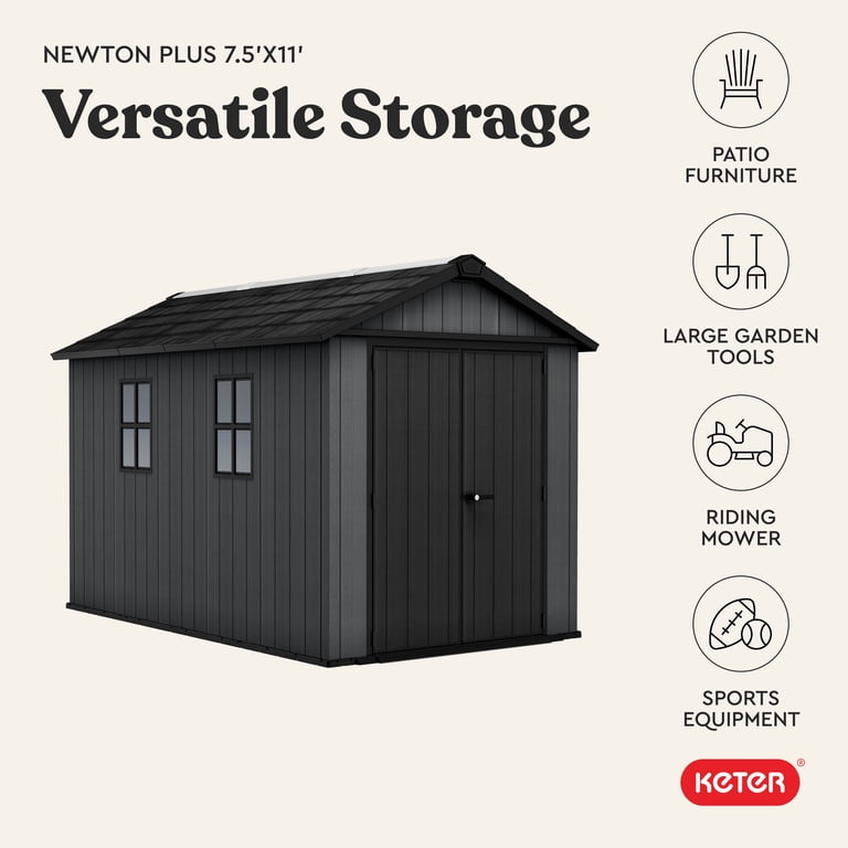 Keter Newton Plus 7.5x11 ft. Durable Resin Outdoor Storage Shed