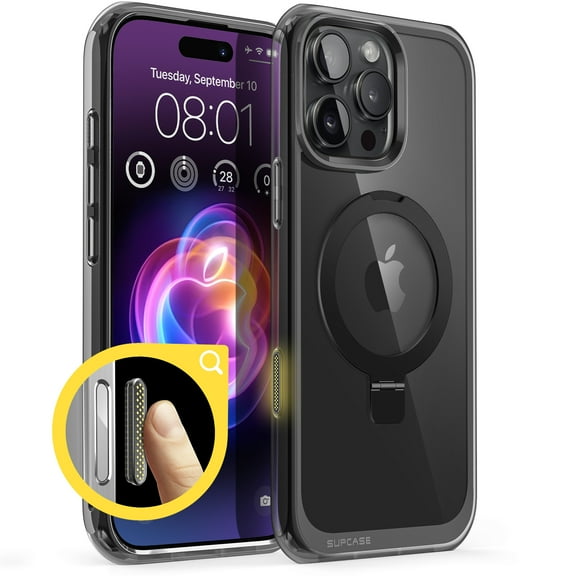 SUPCASE Quick Access Button Design for iPhone 16 Pro 6.3" MagSafe Case, with Ring Stand Strong Magnetic [Military-Grade Protection] Shockproof Phone Cover for Apple iPhone 16 Pro, 6.3", FrostBlack