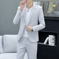 thumbnail image 5 of Traje (Blazer + Pantalones) moda masculina Casual caballero trabajo Color sólido tendencia al aire libre negocios boda ligero traje de banquete de lujo, 5 of 5