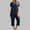 Navy, variant on EGNMCR Womens Pajama Sets Solid Color Short Sleeve Sleepwear Top and Soft Elasticated Capri Shorts Comfy Breathable Plus Size Lounge 2 Piece Sets on Clearance