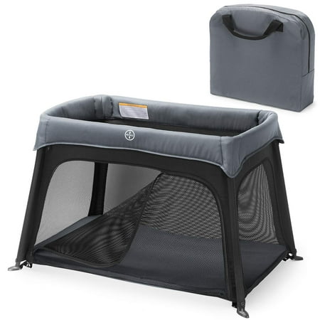 HEAO Portable Playard Baby Tracvel crib with Side Zipper&Mattress w/ Carry Bag