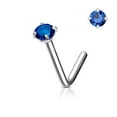 thumbnail image 3 of Surgical Steel Nose Ring Stud 20  18 Gauge 1/4" L Bend with CZ Gem, 3 of 9