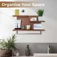 thumbnail image 4 of Straga Handmade 23" Mahogany Floating 3-Tier Bathroom Shelf with 18" Towel Bar – Solid Wood Modern Design for Towels, Toiletries & Décor – Bathroom, Kitchen, Living Room, Bedroom – Made in Canada 03, 4 of 7
