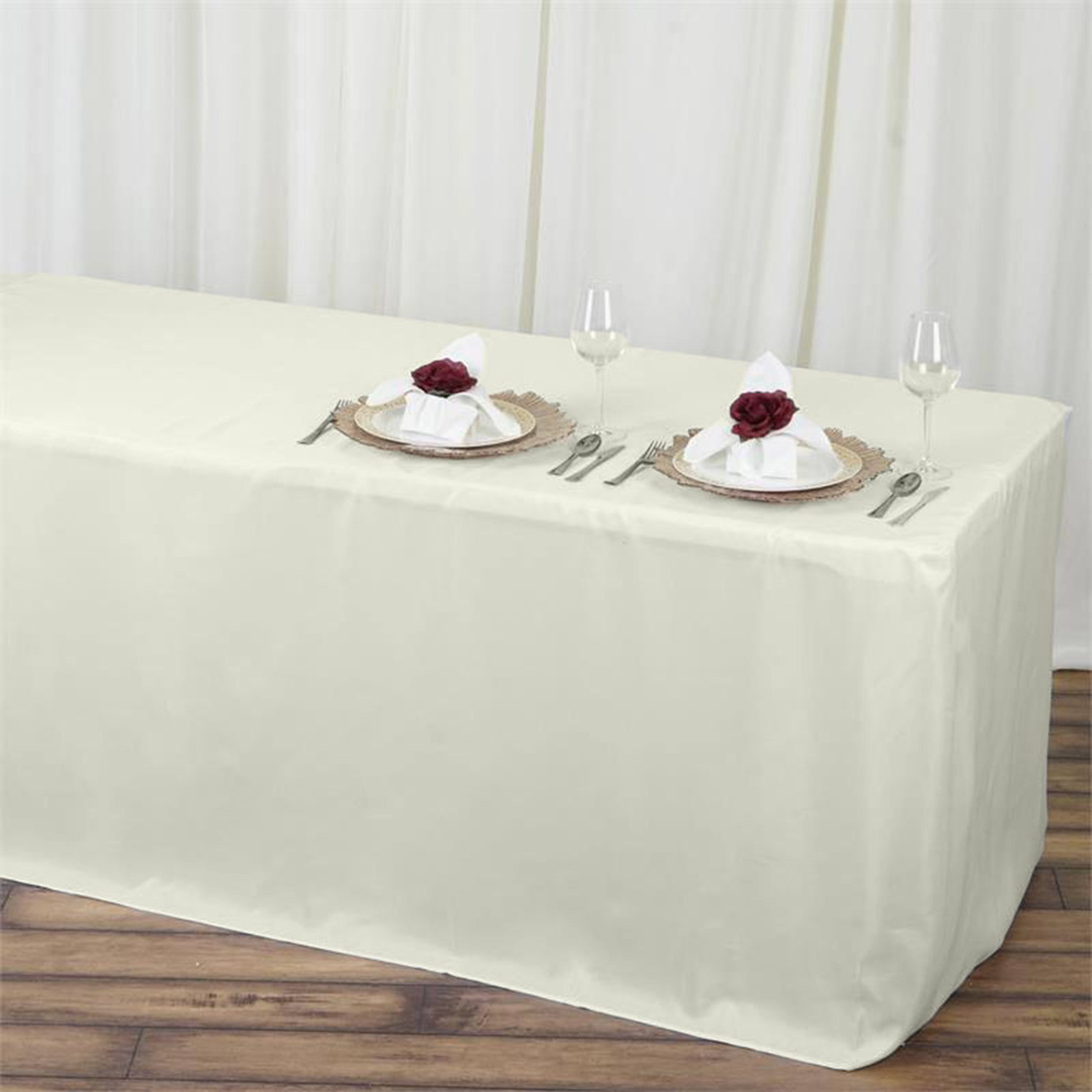Fitted Polyester Tablecloth Trade show Banquet booths Table Cover DJ Navy 6' ft 
