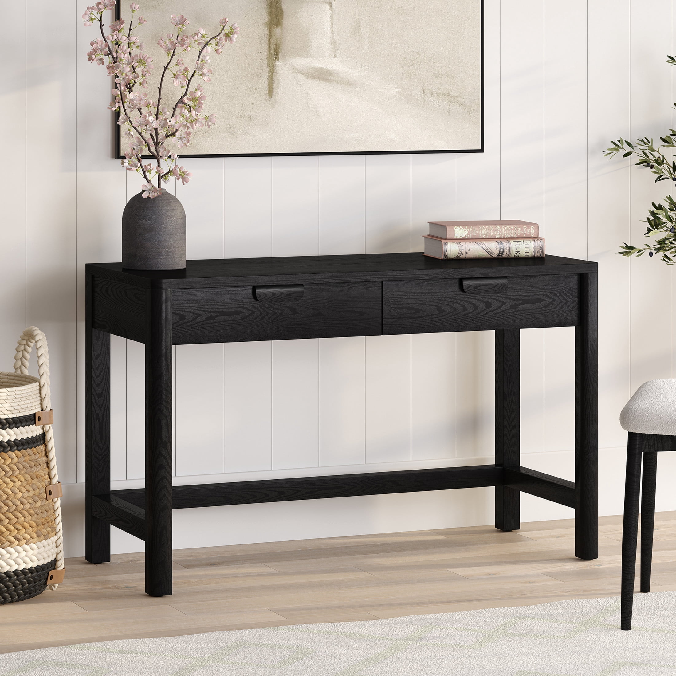 Evelyn&Zoe Modern/Contemporary 48" Wide Black Grain Home Office