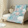 thumbnail image 2 of nygtbtfer Decorative Ocean Throw Blanket: Coastal Sea Life Jelly Fish Coral Starfish Shells Accent for Couch or Bed, Colors: Purple Aqua White (Ivory Coast) White, 2 of 6