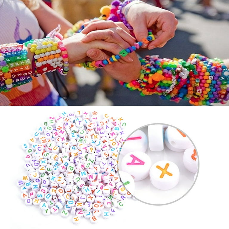 Letter Beads for Jewelry Making, 500Pcs 7 Colors Acrylic Letter