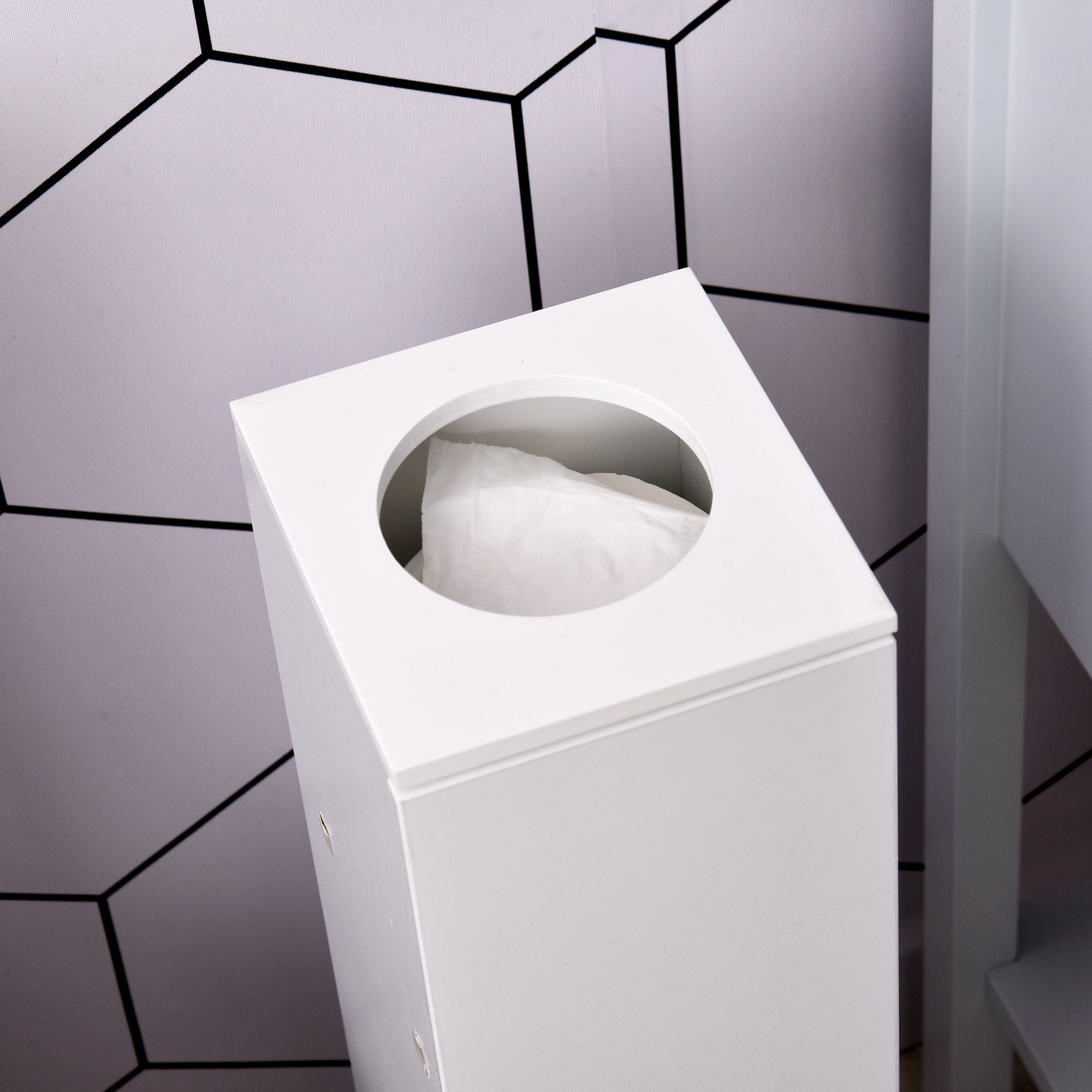 HomCom 26" Modern Country Vertical Bathroom Storage Cupboard Cabinet - White