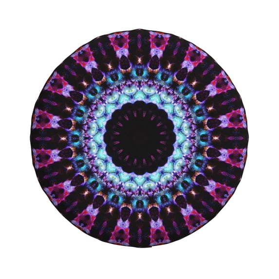 16'' Purple Kaleidoscope Flower Tire Cover, Universal Spare Wheel Covers, Dust-Proof, Water-Proof, Sun-Proof and Corrosion-Proof
