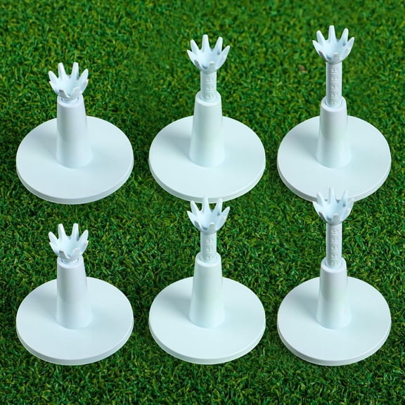 Golf Rubber Tee Adjustable Value 6 Pack, Unbreakable Durable Tee for Mat Driving Range Indoor Simulator, Adjustable Height from 2.9"