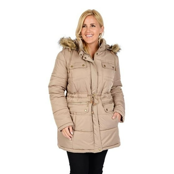 Excelled Lx3008pffb Las Plus Polyester 3 By 4 Anorak Coat With Detachable Faux Fur Trim Hood Champagne Extra Large