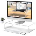thumbnail image 1 of Acrylic Monitor Stand Riser Clear Laptop Stand for Desk Acrylic Monitor Riser for Desk Accessories Aesthetic Laptop Riser Clear Computer Stand White Office Supplies for Women Essentials, 1 of 1