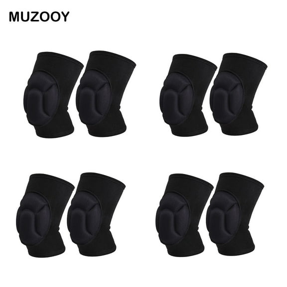 MUZOOY 4-Pair Elastic Knee Pads L, Thick Sponge Collision Avoidance Warm Anti-Slip 5 Size Knee Sleeve Basketball Volleyball Sport Pad Adults Kids