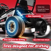 Track Seven 24V Electric Go Kart for Kids, Drift Cart with 400W Motors, Max 7 Mph, Protective Roll Cage, Metal Frame, 5-Point Harness, Bluetooth, 24V Ride on Toy Car Kart for Kids Aged 6+, Black