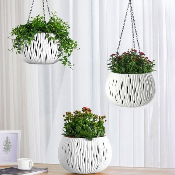 zhmrfg Hanging Rattan Hanging Basket Planter, No Rotten Roots Water Barrier Design for Outdoor and Indoor Hanging Plants, Durable Plastic Construction, Ideal for Decorating Gardens and Patios
