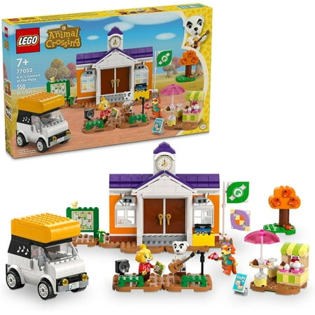 Animal Crossing K.K.’s Concert in The Plaza Building Set with a Café, Car Toy and Stage, Animal Crossing Toy Inspired by The Video Game Series, Pretend Play Gift for Kids Ages 7 and Up, 77052