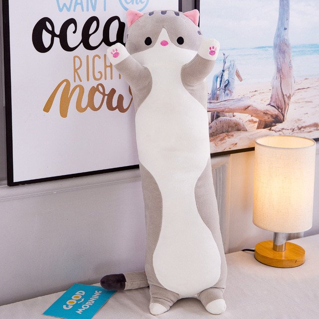 Almohada larga de felpa de gato Krasnokoala para niños, almohada suave para dormir, cojín bonito para sofá, regalo de cumpleaños para niñas, 130cm zhangyuxiang LED