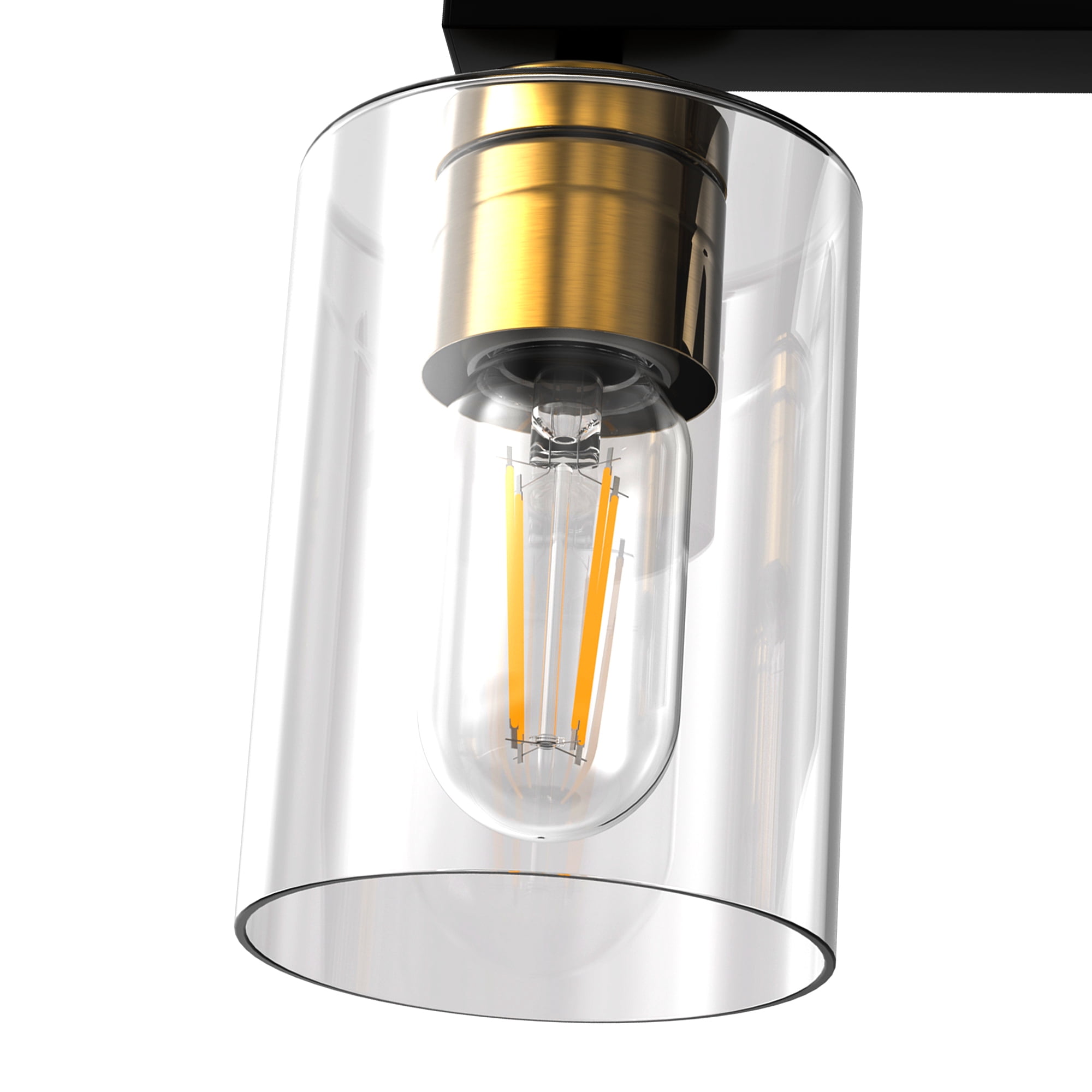 YANSUN Bathroom Vanity Light, 24.4 in 4-Light Black and Gold Bathroom Light Fixtures with Clear Glass Shade, Bathroom Lighting Fixtures Over Mirror, for Bedroom, Powder Rooms, or Vanity Nooks