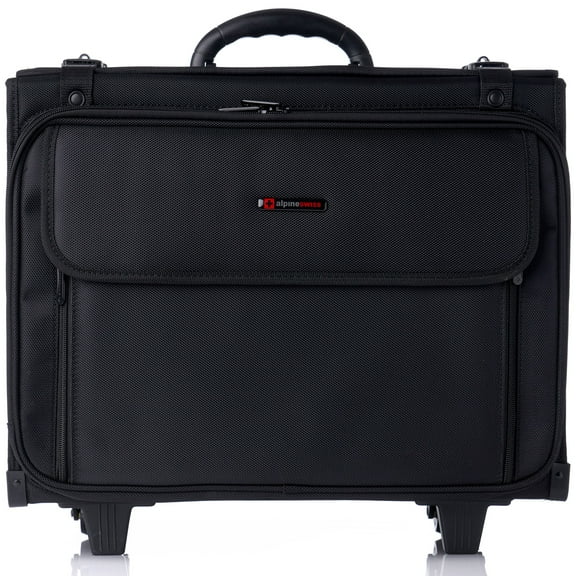 Alpine Swiss Rolling Briefcase Laptop Bag For Men Women Hard Side Catalog Case Wheels Legal Dividers Lawyer Attache Case Carry-On Business Travel Bag