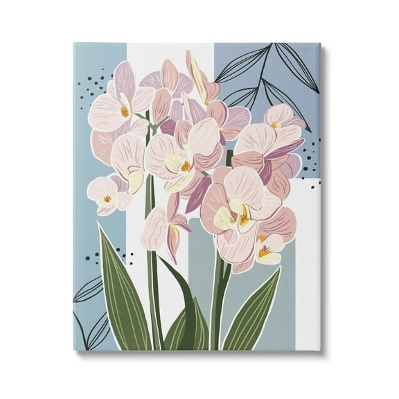 Modern Orchid Square Shapes Botanical & Floral Graphic Art Gallery Wrapped Canvas Print Wall Art