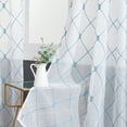 thumbnail image 3 of Topfinel White Sheer Curtains 84 inch Long Geometric Teal Embroidered Diamond Grommet Window Curtains for Living Room Bedroom,Tulle Window Drapes, Light Weight Soft Boho Curtains,54x84 inch,2 Panels, 3 of 7