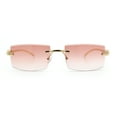 thumbnail image 3 of Luxury Rimless Metal Jaguar Arm Narrow Rectangle Rapper Sunglasses Gold - Pink, 3 of 8