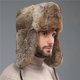thumbnail image 4 of Gorro de piel de conejo, gorro de piel de invierno, grueso, cálido y resistente al frío, de algodón, para exteriores, gorro de piel de conejo con orejeras, gorro de nieve para hombre, gris, 4 of 5