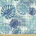 thumbnail image 2 of Ambesonne Nature Fabric by the Yard Upholstery, Leaves in Shades of Blue, 1 Yard, White and Multicolor, 2 of 5