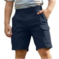 thumbnail image 2 of NAISIBABY Boys Cargo Shorts, Multi-Pockets Elastic Waist School Uniform Kids Summer Casual Shorts Navy 4T, 2 of 7