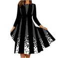 thumbnail image 1 of DPTALR Casual Women O-Neck Long Sleeve Positioning Printed Pullover Dress, 1 of 4