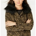 thumbnail image 2 of JOU JOU Womens Brown Zippered Faux Fur Animal Print Hooded Jacket Juniors L, 2 of 3