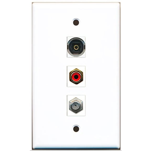 RiteAV - 1 Port RCA Red and 1 Port Coax Cable TV- F-Type and 1 Port Toslink Wall Plate