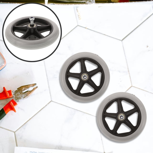 LOLIPPYY 2 Pcs Ensemble de Roulettes pour Fauteuil Roulant Roues avant Acier Gris Résistant à l'Usure Espaces Étroits