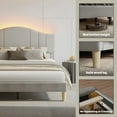 thumbnail image 6 of Pinmoco Full Upholstered Bed Frame with Adjustable Arc-shaped Headboard, LED Platform Bed, Fabric Gray, 6 of 10