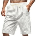 thumbnail image 2 of DPTALR Men's Linen Shorts, Casual Lightweight Drawstring Shorts Elastic Waist Short Pants with Pockets #White Big and Tall Men XXXL, 2 of 9