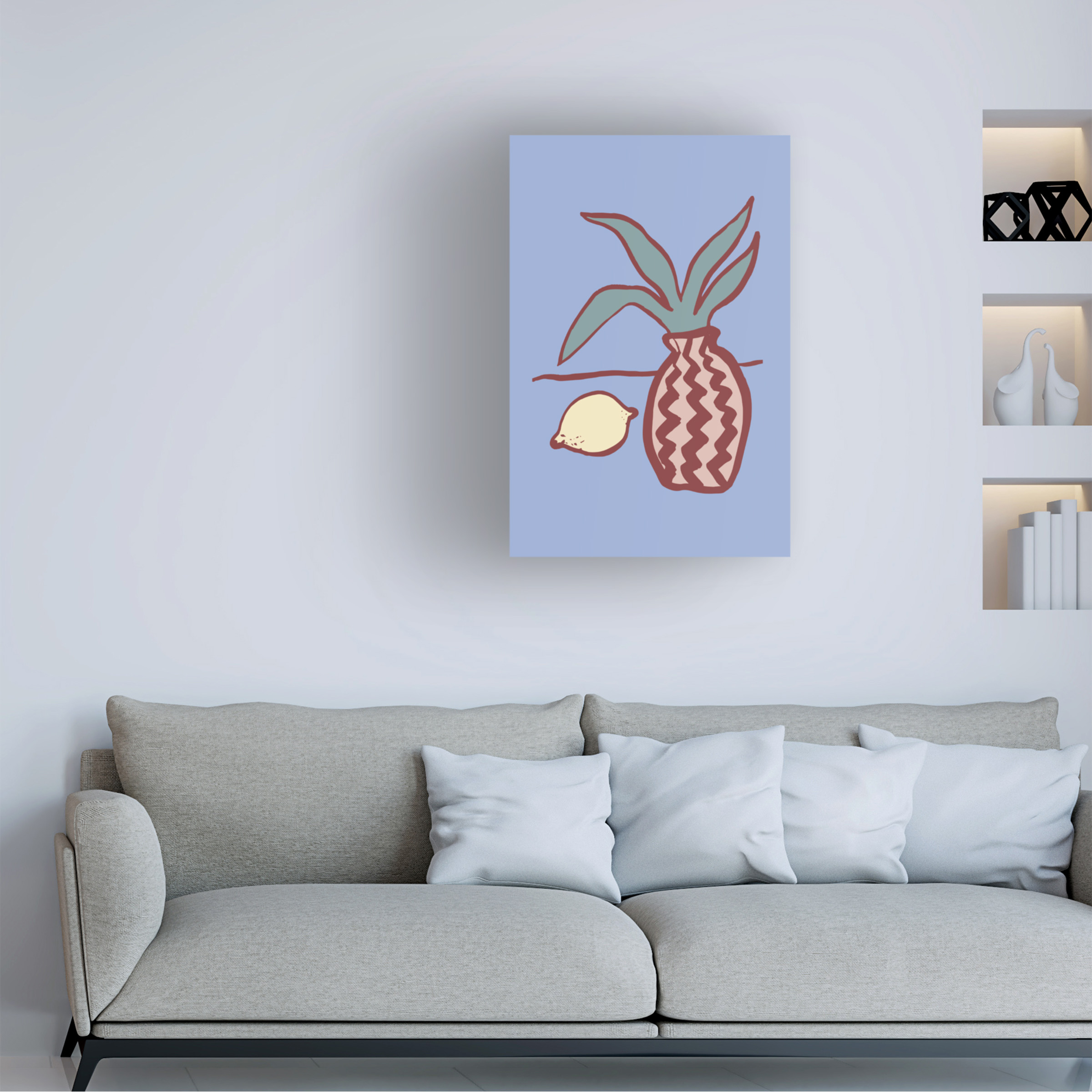 Canvas Wall Art - Pictufy Studio 'Blue Lemon' Wall Art for Living Room, Bedroom, or Office DÃ©cor by Trademark Fine Art - 16 x 24 Inches