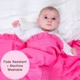 thumbnail image 5 of LollyBanks Ruffle Baby Girl Blanket, Organic Cotton Muslin Receiving Blanket, 40 x 36 in, Princess Print, 5 of 8