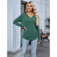 thumbnail image 4 of Womens T Shirts V Neck Long Sleeve Casual Tops Soft Solid Basic Tee Dark Green XXL, 4 of 10