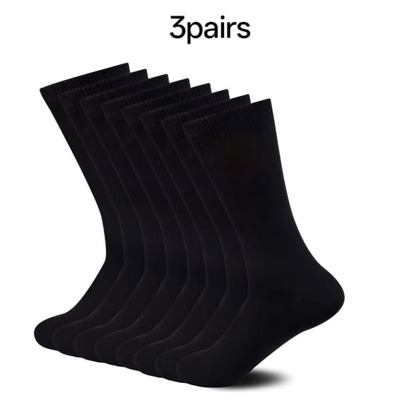 TELOLY Wool Socks for Men,Mens Thin Wool Socks,Winter Thermal Wool Dress Socks,Black Crew Socks 3 Pairs Black Dress Socks for Men One Size